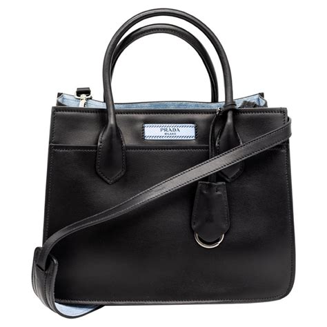 Etiquette leather tote Prada Black in Leather 